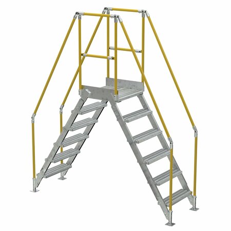 VESTIL 6 Step Galvanized Steel Cross-Over Ladder 92"x102.5" 500lb Capacity COL-6-56-14-HDG